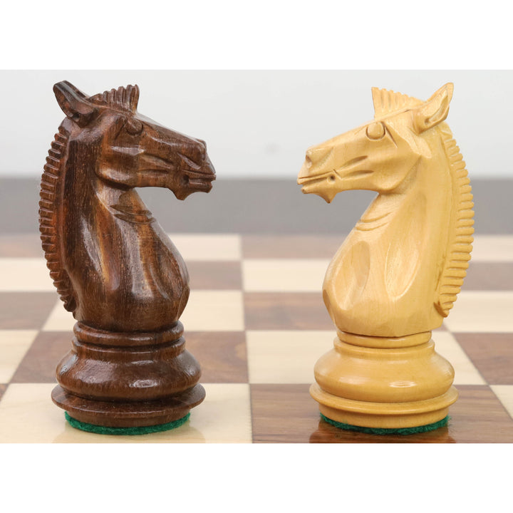 Jeu d'échecs 3.4" Meghdoot Series Staunton - Pièces d'échecs uniquement - Bois de rose doré lesté