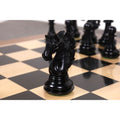 Detailed side profile of a hand-carved black ebony Spartacus luxury Staunton knight piece.