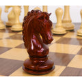Handcrafted bud rosewood knight chess piece from the Avant Garde Staunton set.