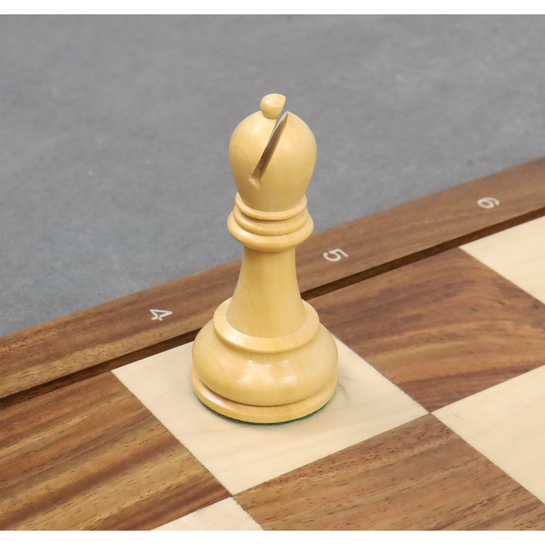 Slightly Imperfect Leningrad Staunton Chess Set - Chess Pieces Only - Golden Rosewood & Boxwood - 4" King