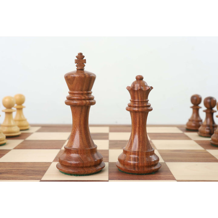Pièces d'échecs en bois lestées 4.1" Pro Staunton avec plateau 21" et boîte de rangement en bois - Palissandre doré