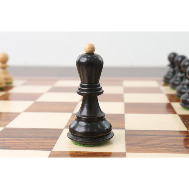 2.6" Jeu d'échecs russe Zagreb Combo - pièces en buis ébonisé avec échiquier et boîte