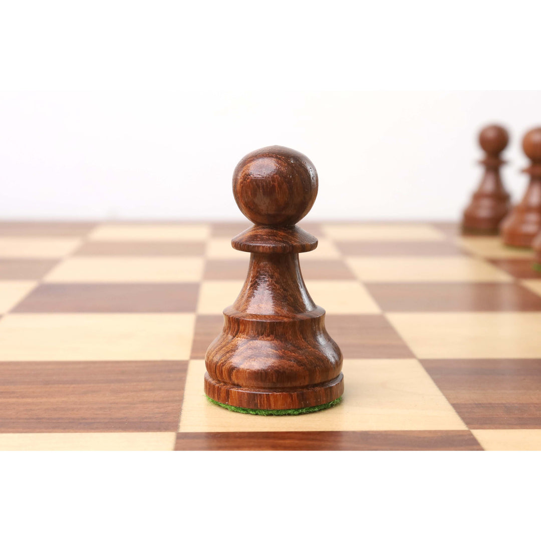 Jeu d'échecs français Lardy Staunton - Pièces d'échecs seules - Bois de rose doré lesté - 4 Dames