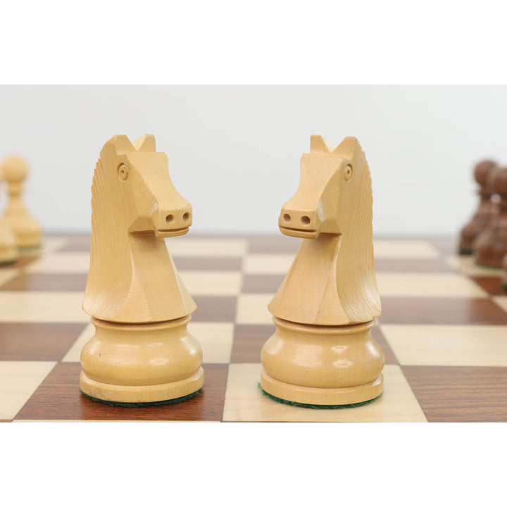 3.9" Turnier schachspiel - Nur Schachfiguren - Goldenes Rosenholz mit Extra-Damen