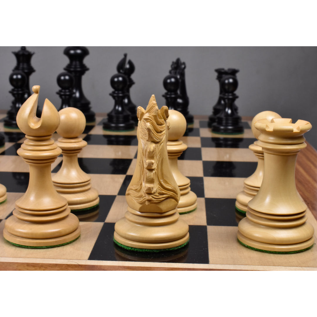 Jeu d'échecs Alexandria Luxe Staunton légèrement imparfait - Pièces d'échecs uniquement - Triple lestage - Bois d'ébène