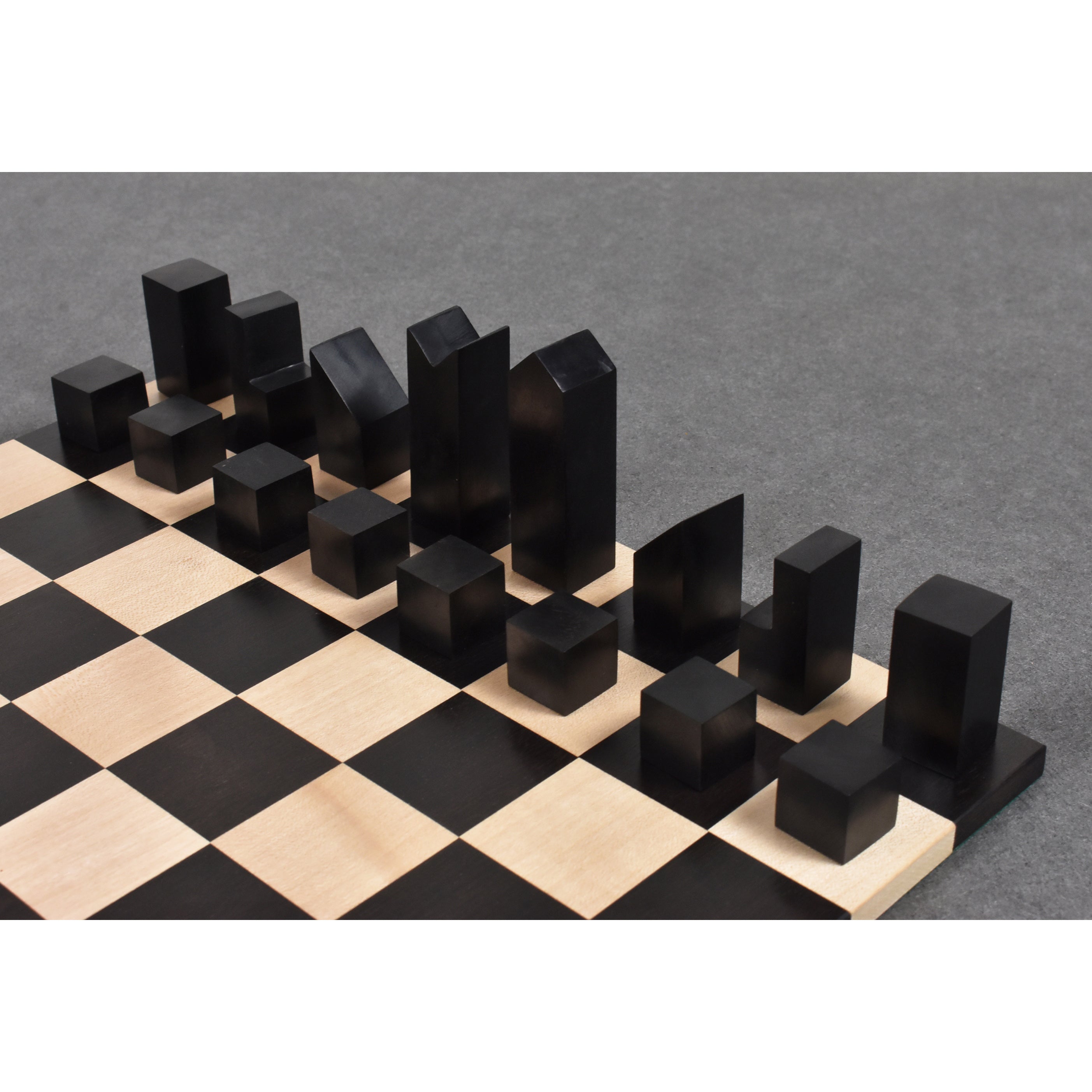 Lanier Graham Ebonised Box Chess Pieces & Ebony Wood Board