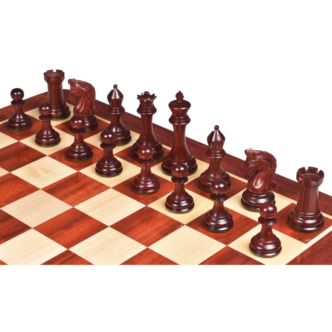 Reproduction légèrement imparfaite du jeu d'échecs Sinquefield Staunton 2016 - Pièces d'échecs uniquement - Bois de rose Bud - Poids triple