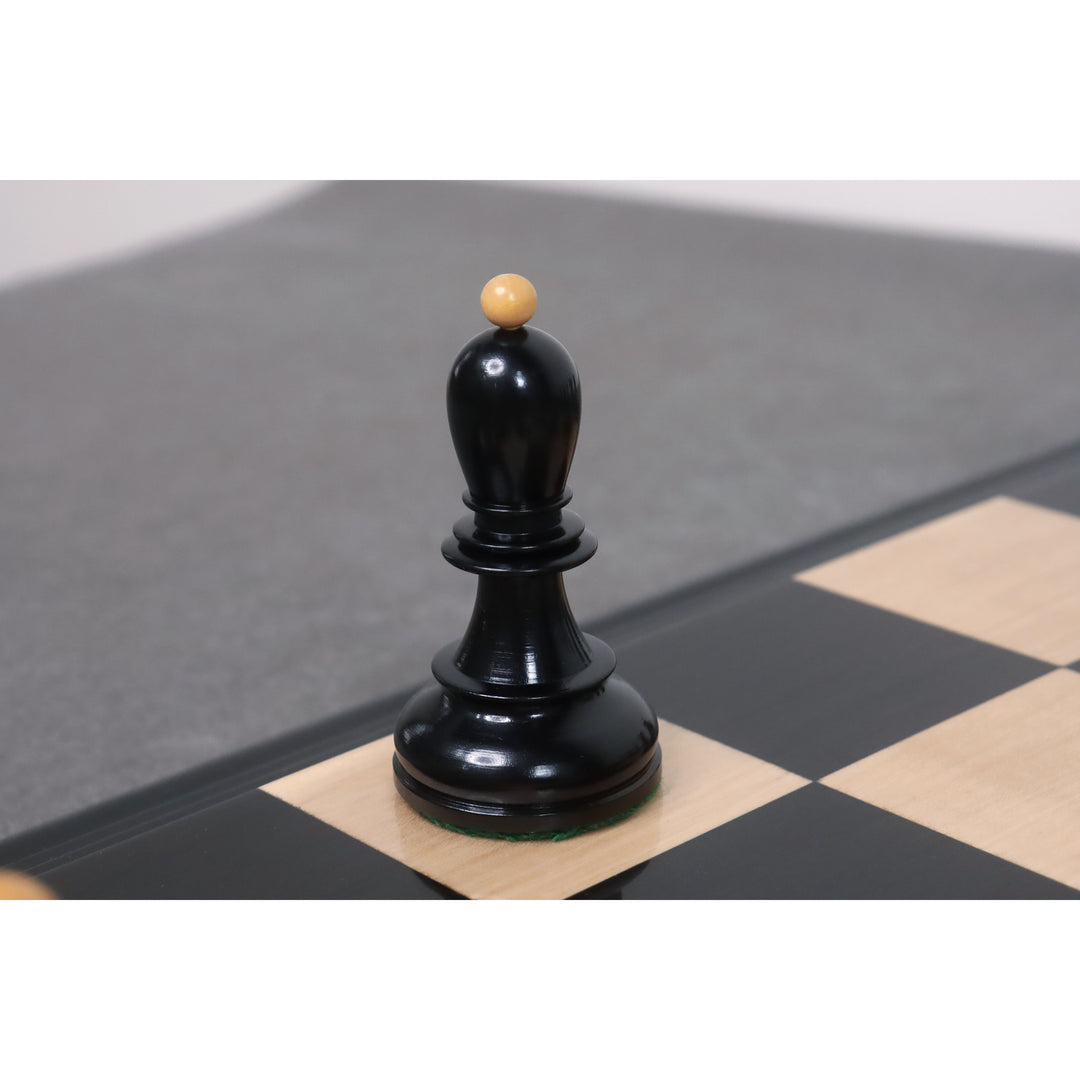 Juego de ajedrez Fischer Dubrovnik de los años 50 - Sólo piezas de ajedrez - Ébano y boj - Rey de 3.8