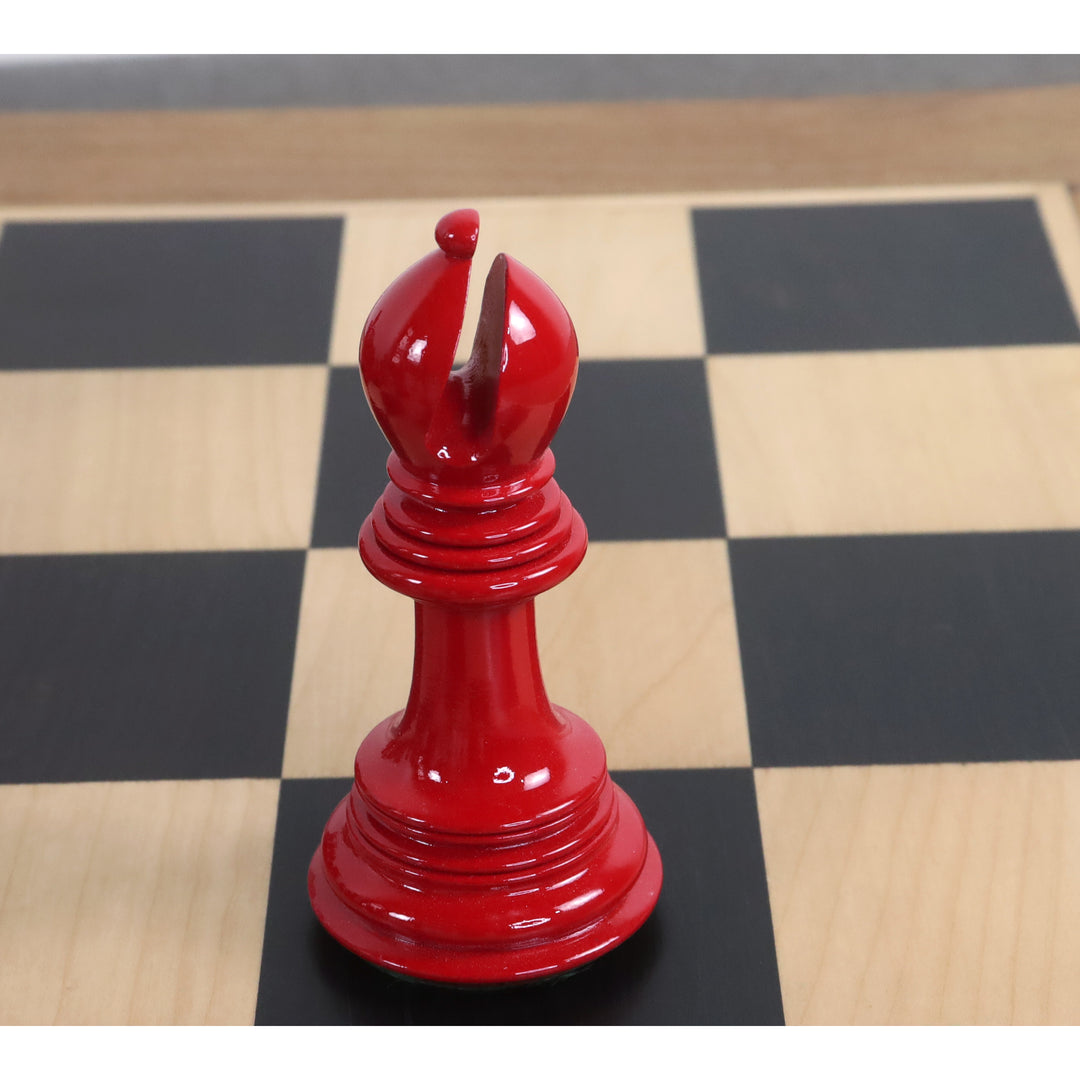 Luksusowy zestaw szachów 4,6” Mogul Staunton - tylko szachy - biało-czerwony lakierowany bukszpan