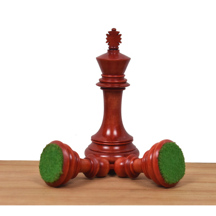 Slightly Imperfect 3.9" Old Columbian Staunton Weighted Chess Set - Chess Pieces Only- Crimson & Ebonised Boxwood