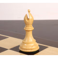 Light boxwood bishop from the 4-inch sleek Staunton luxury chess set positioned on a checkered board.