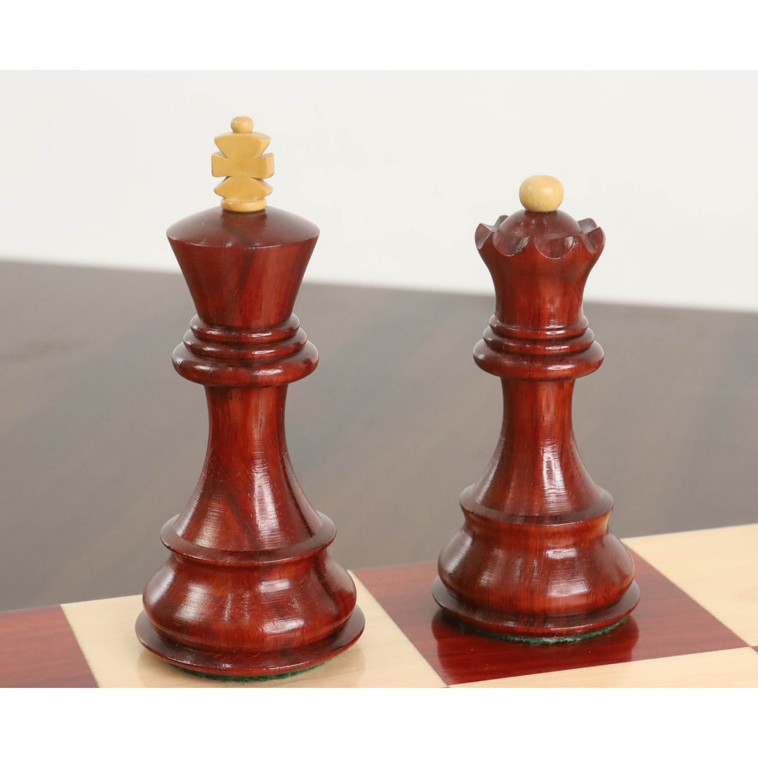 3.9" Jeu d'échecs russe Zagreb 59' - Pièces d'échecs seulement - Bois de rose Bud à double poids