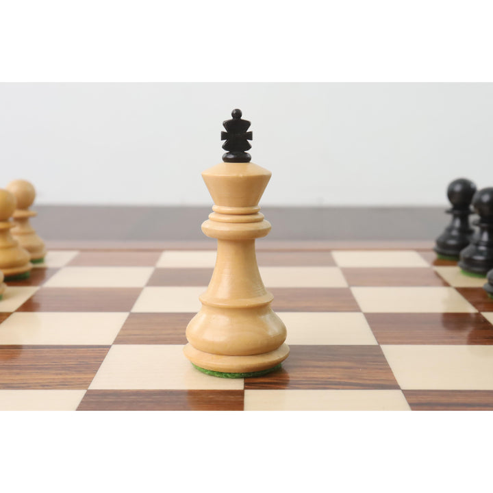 Zestaw szachowy 2,6″ rosyjskich szachów zagrzebskich - tylko figury szachowe - ważony ebonizowany bukszpan