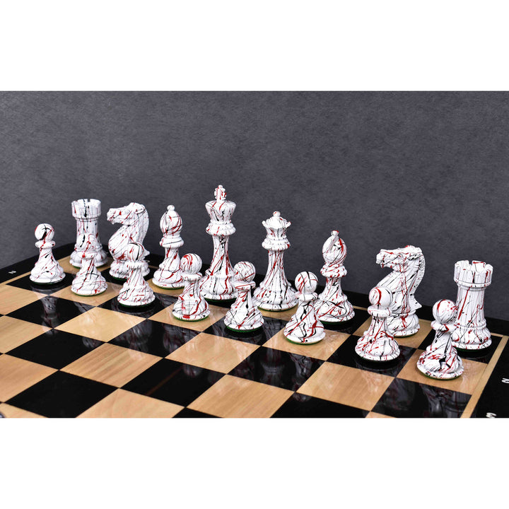 Jeu d'échecs 4.1" texturé peint Staunton - Pièces d'échecs seulement - Buis lesté