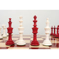 Four Turkish Tower pre-Staunton chess pieces in a row on a board.