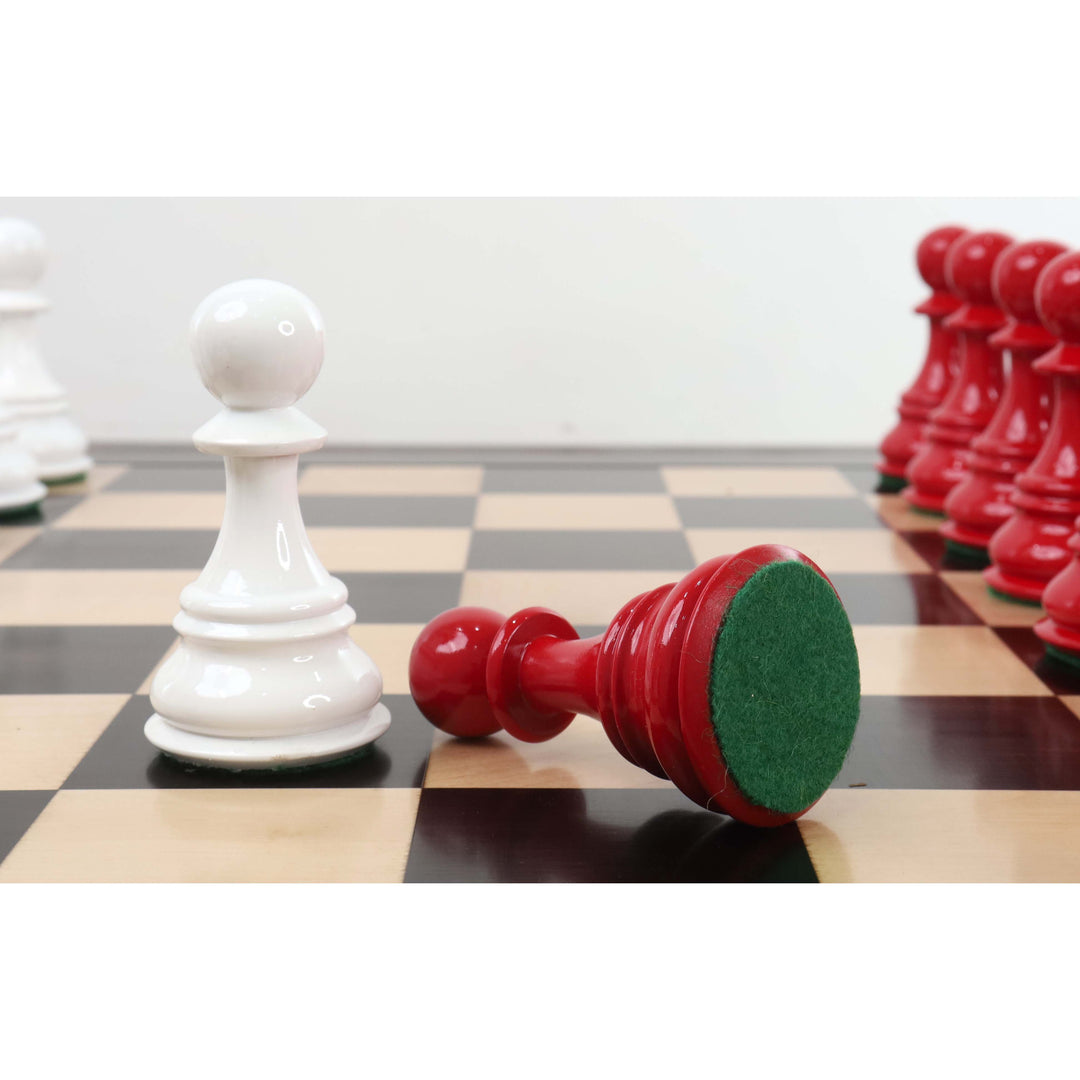 Jeu d'échecs Jumbo Pro Staunton Luxury 6.3" - Pièces d'échecs uniquement - Rouge et blanc laqué