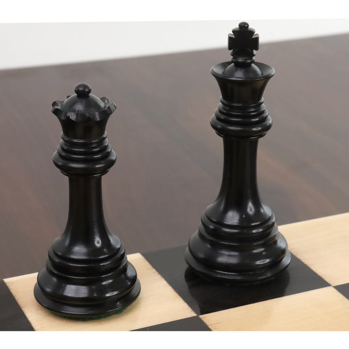 Slightly Imperfect 3.9" New Columbian Staunton Chess Set - Chess Pieces Only - Ebony Wood - Double Weighted