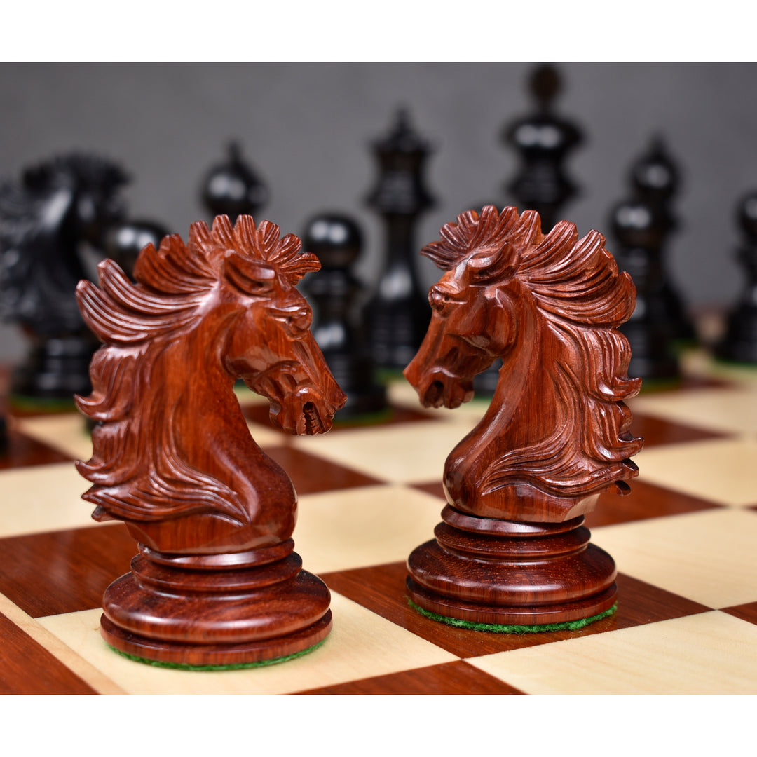 Alexandria Luxury Staunton Schachspiel - Nur Schachfiguren - dreifach gewichtet - Ebenholz & Knospenpalisander