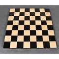 Symmetrical top view of the solid inlaid ebony and maple 17.7 inch chess board.