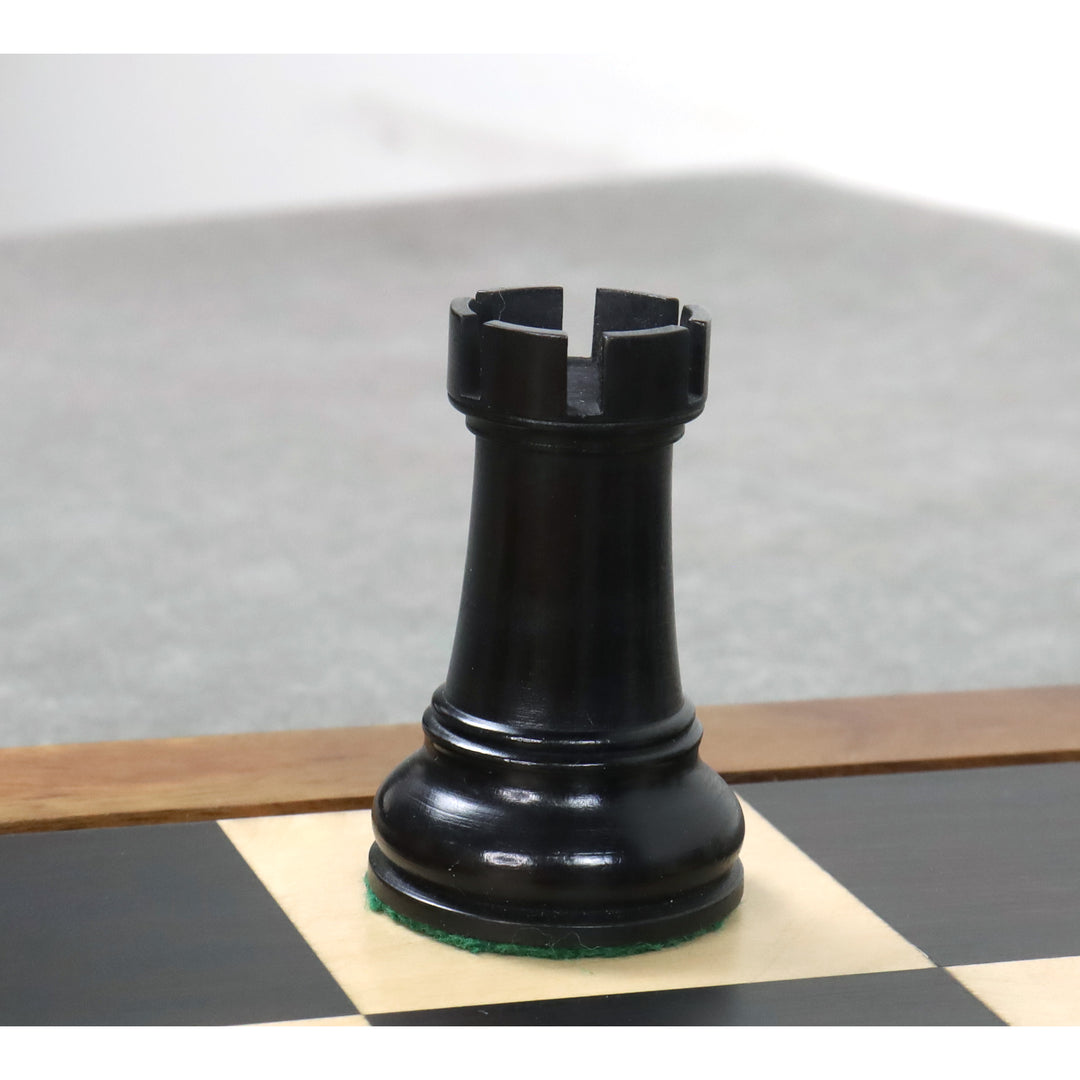 Nieznacznie niedoskonały zestaw szachów Leningrad Staunton - tylko szachy - ebonizowane drewno bukszpanowe - 4" król
