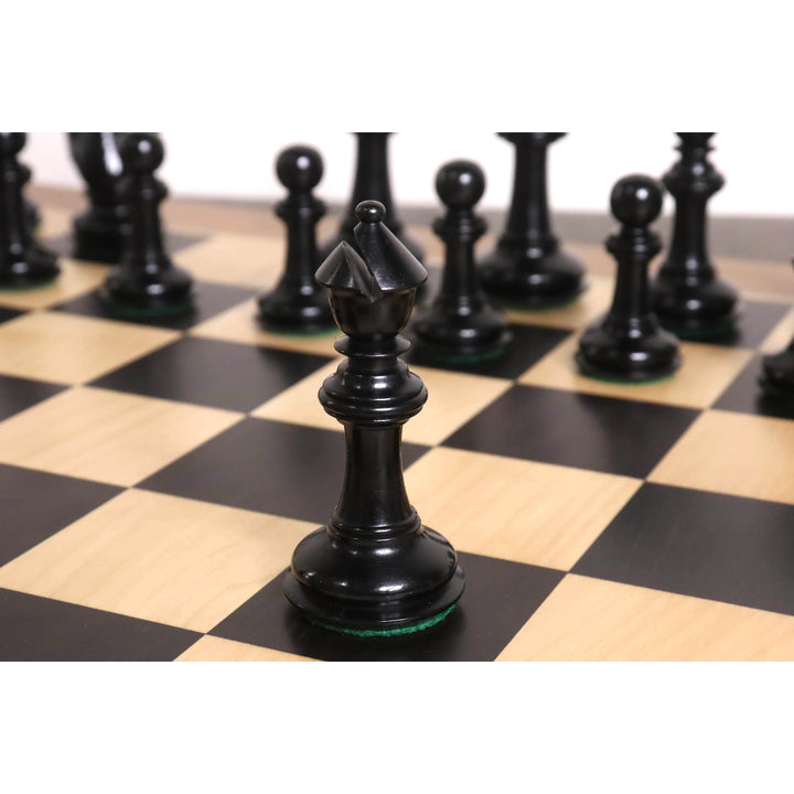 Set di scacchi leggermente imperfetto da 4,6" Bath Luxury Staunton - Solo pezzi di scacchi - Legno d'ebano - Peso triplo