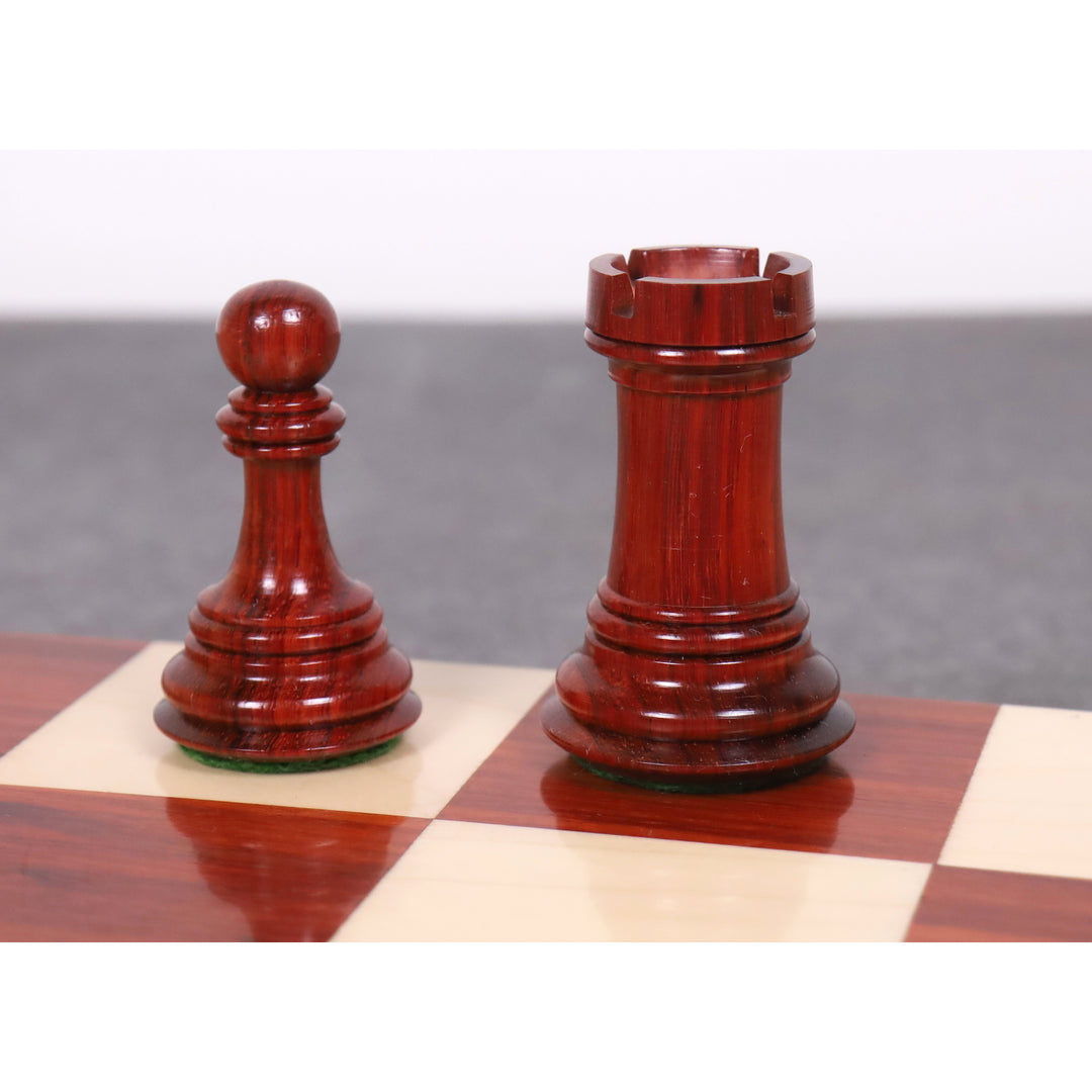 Zestaw szachów 3,9” New Columbian Staunton - tylko szachy - Pączek Drewno Rózane - Podwójne ważone