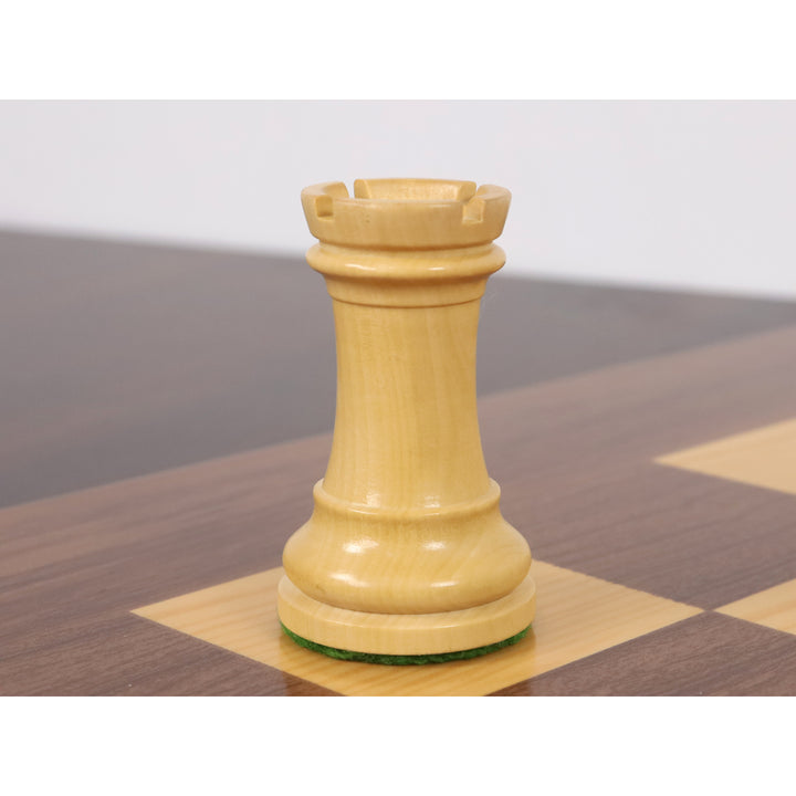 3.9" Fransk Chavet turneringsskaksæt - kun skakbrikker - Mahogni bejdset og buksbom