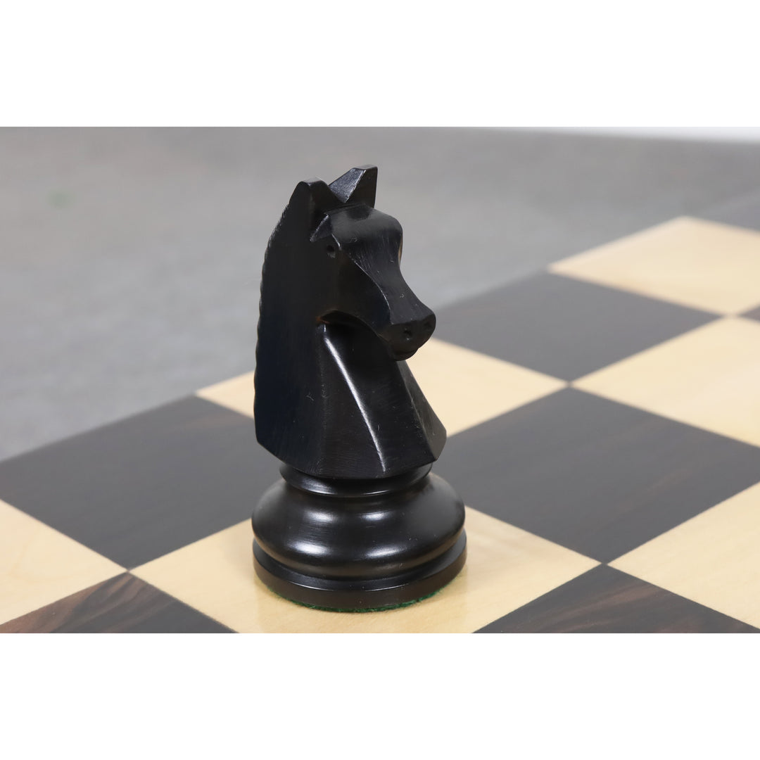 Slightly Imperfect 3.9" French Chavet Tournament Chess Set - Chess Pieces Only - Antiqued Boxwood