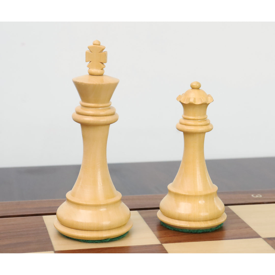 4" Alban Springer Staunton Skaksæt - kun skakbrikker - vægtet gyldent rosentræ