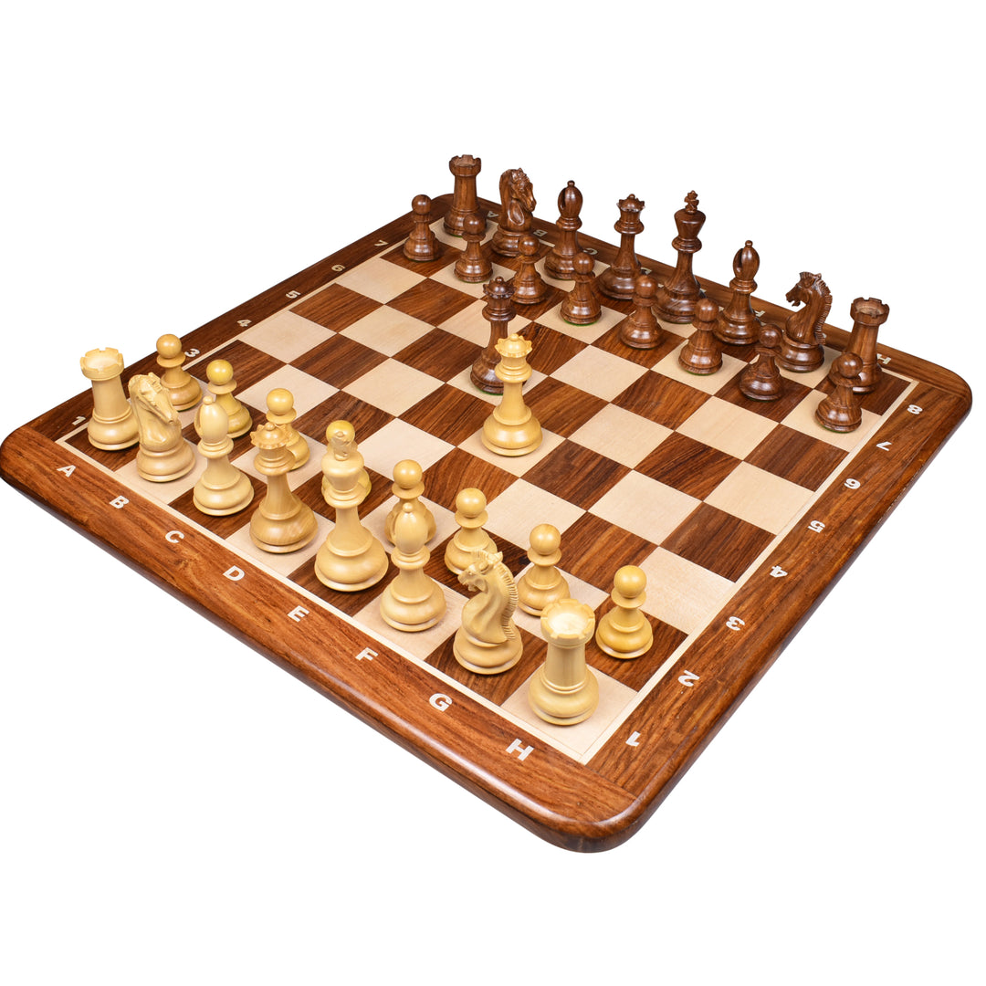 Slightly Imperfect 3.9" Craftsman Knight Staunton Chess Set - Chess Pieces Only - Triple Weighted Golden Rosewood