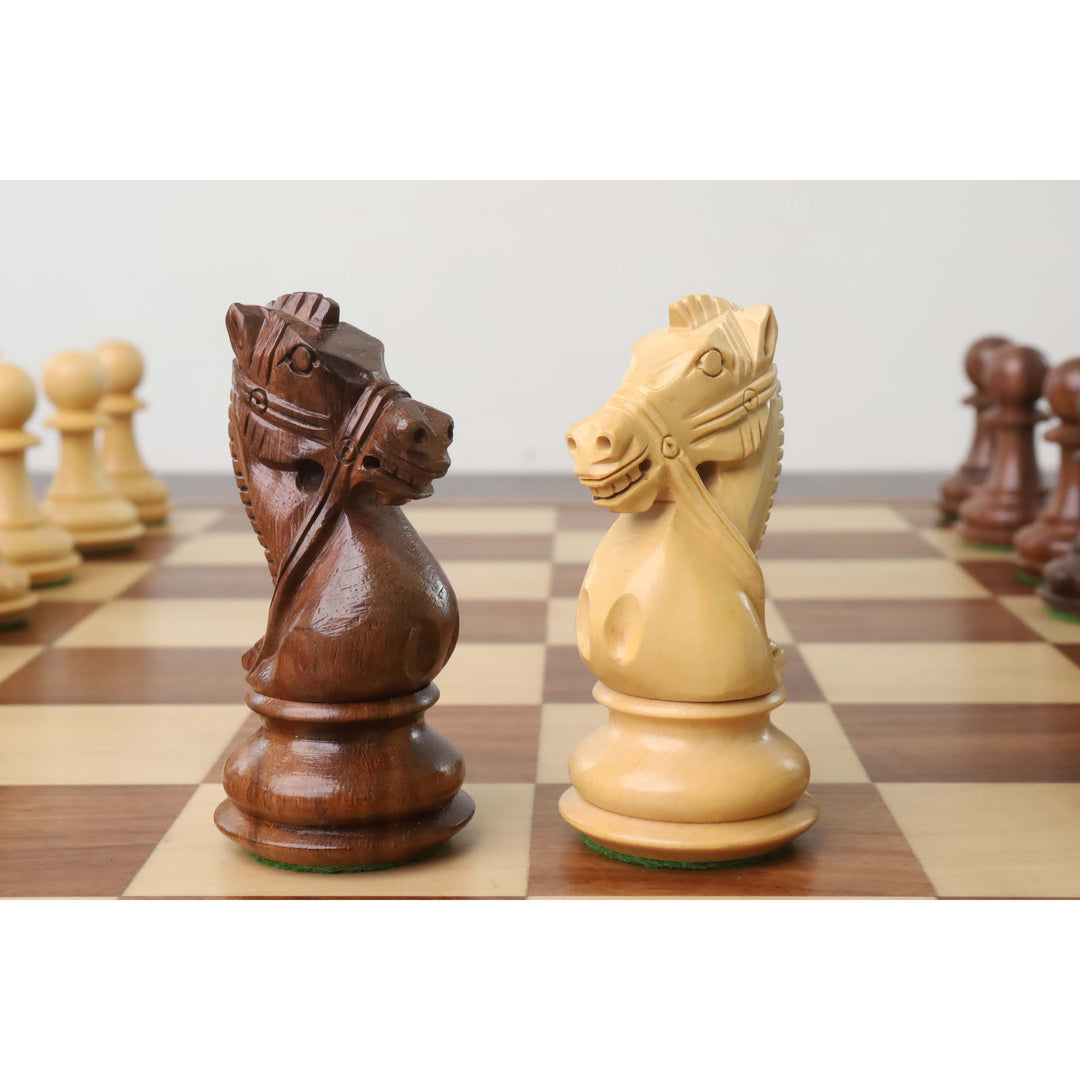 4.2" Luksusowy zestaw szachów ważonych z drewna sheesham - tylko figury szachowe - dodatkowe królowe