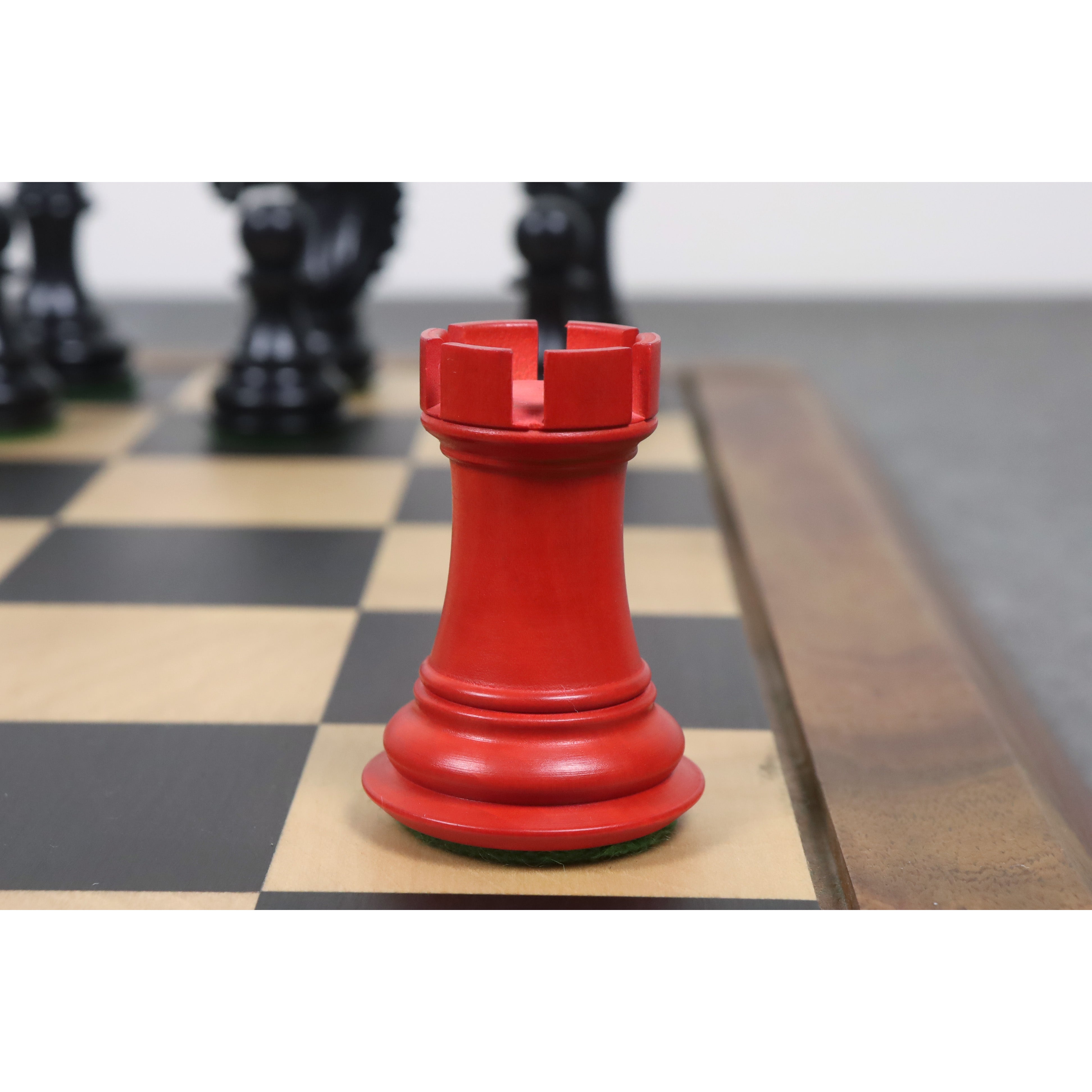 Slightly Imperfect 3.9" Alban Staunton Chess Pieces Only set- Double Weighted Red & Black Dyed Wood