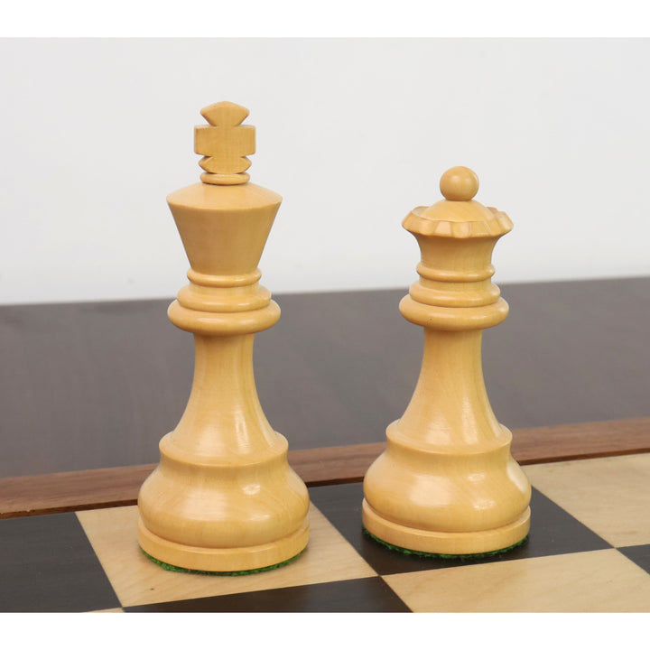 Reproduzierter Satz französischer Lardy Staunton Schachspiel - Nur Schachfiguren - gewichtetes Holz - 4 Königinnen