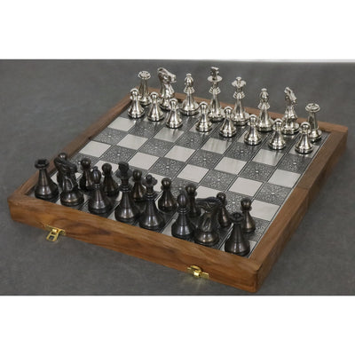 Deluxe Series Brass Metal Luxury Chess Pieces & Board Set