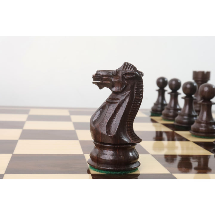 Pièces d'échecs en bois lestées 4.1" Pro Staunton avec plateau 21" - Bois de rose et boîte de rangement en bois