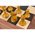 Antiqued boxwood Harrwitz Staunton knight and rook showing red Kingside crown stamping.