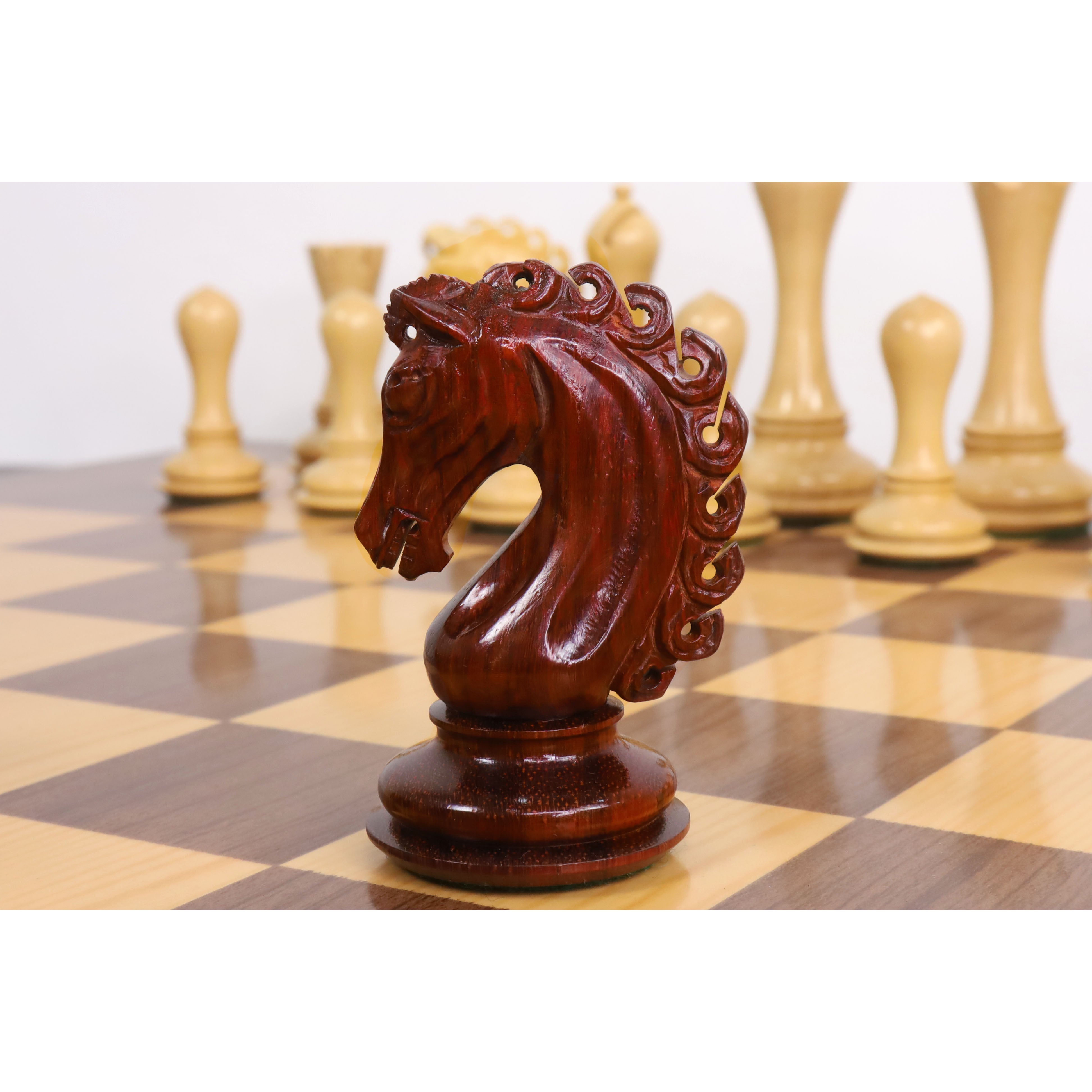 Slightly Imperfect 4.6" Avant Garde Luxury Staunton Chess Pieces Only Set - Bud Rosewood & Boxwood