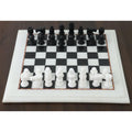 Front view of the 12-inch black and white marble stone chess set.
