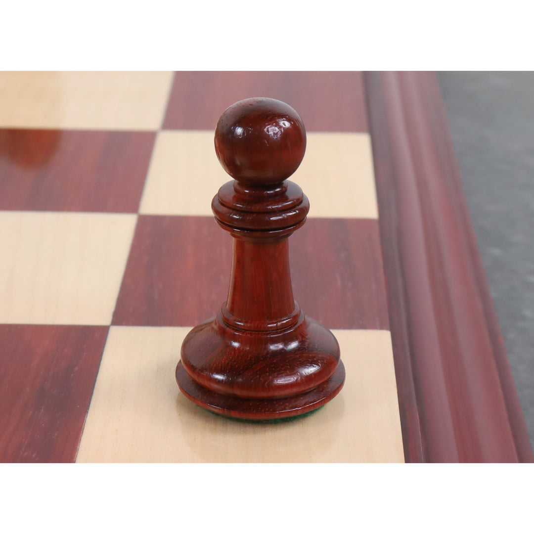 Pièces d'échecs de luxe en bois de rose Bud Staunton de 4,6 po avec échiquier en bois de rose Bud &amp; érable Signature de 23 po et boîte de rangement en simili cuir