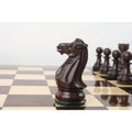 Detailed dark rosewood knight from the Pro Staunton chess set.