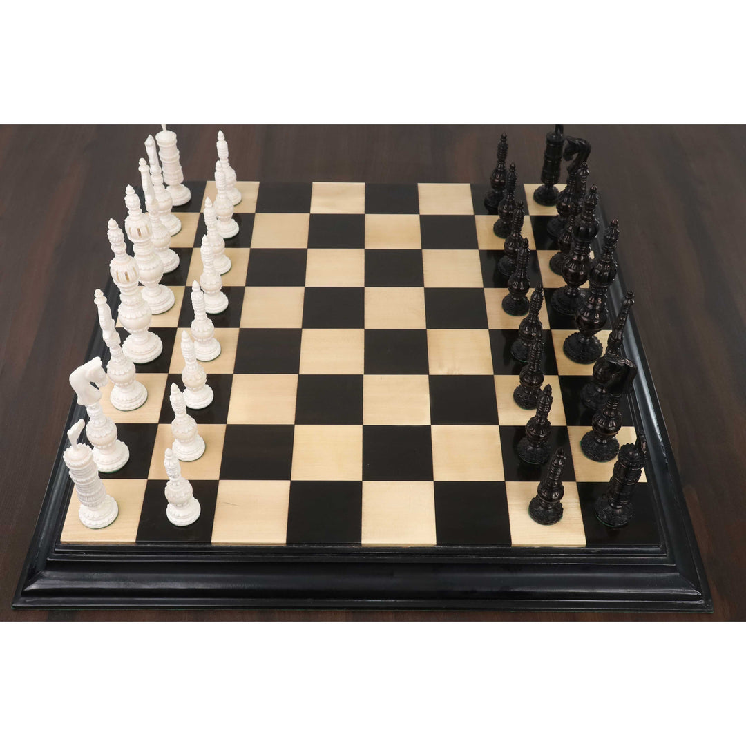 Juego de ajedrez inglés de 5,8" de la serie Citadel tallado a mano - Sólo piezas de ajedrez - Hueso de camello