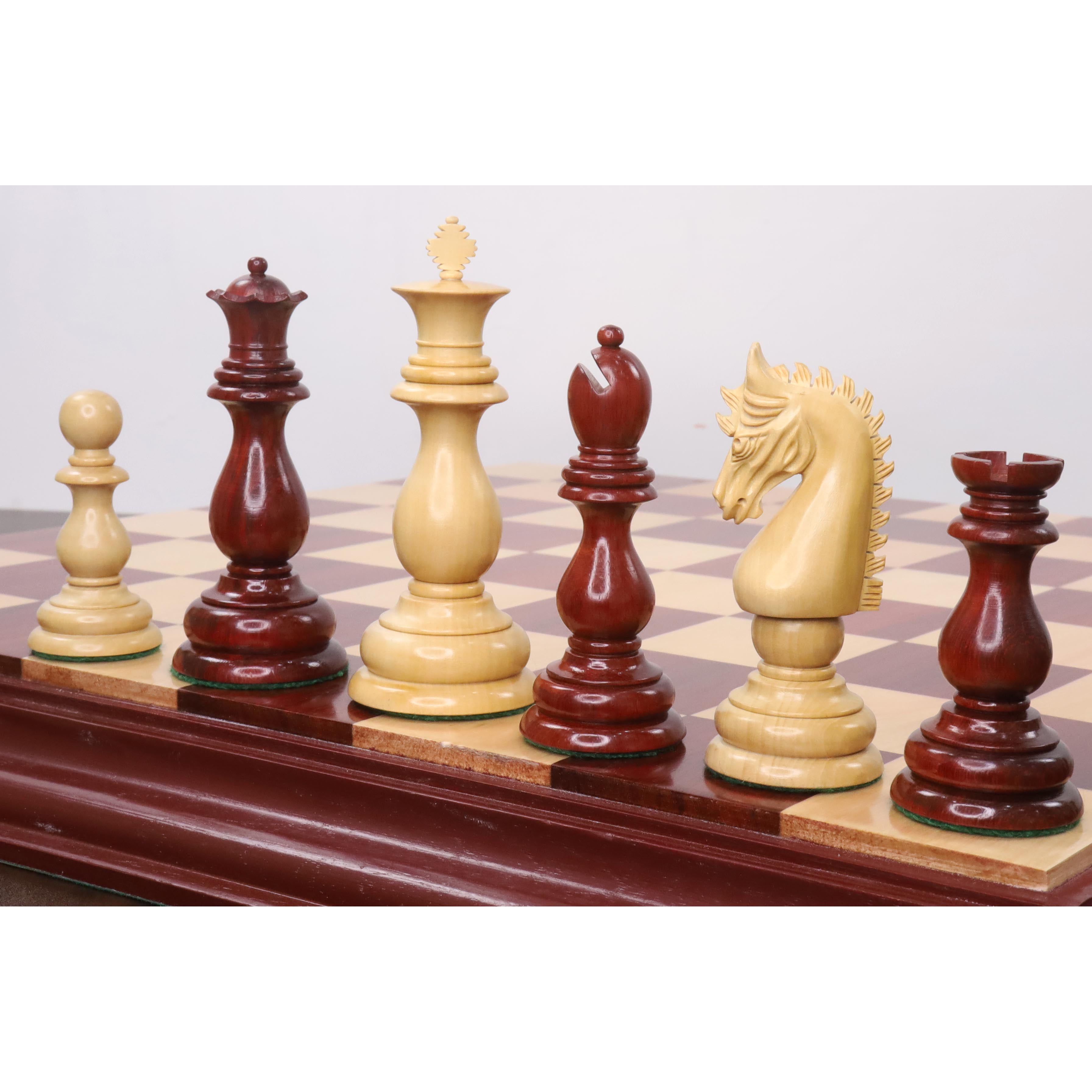 4.6" Medallion Luxury Staunton Chess Pieces Only Set -Triple Weight Bud Rosewood
