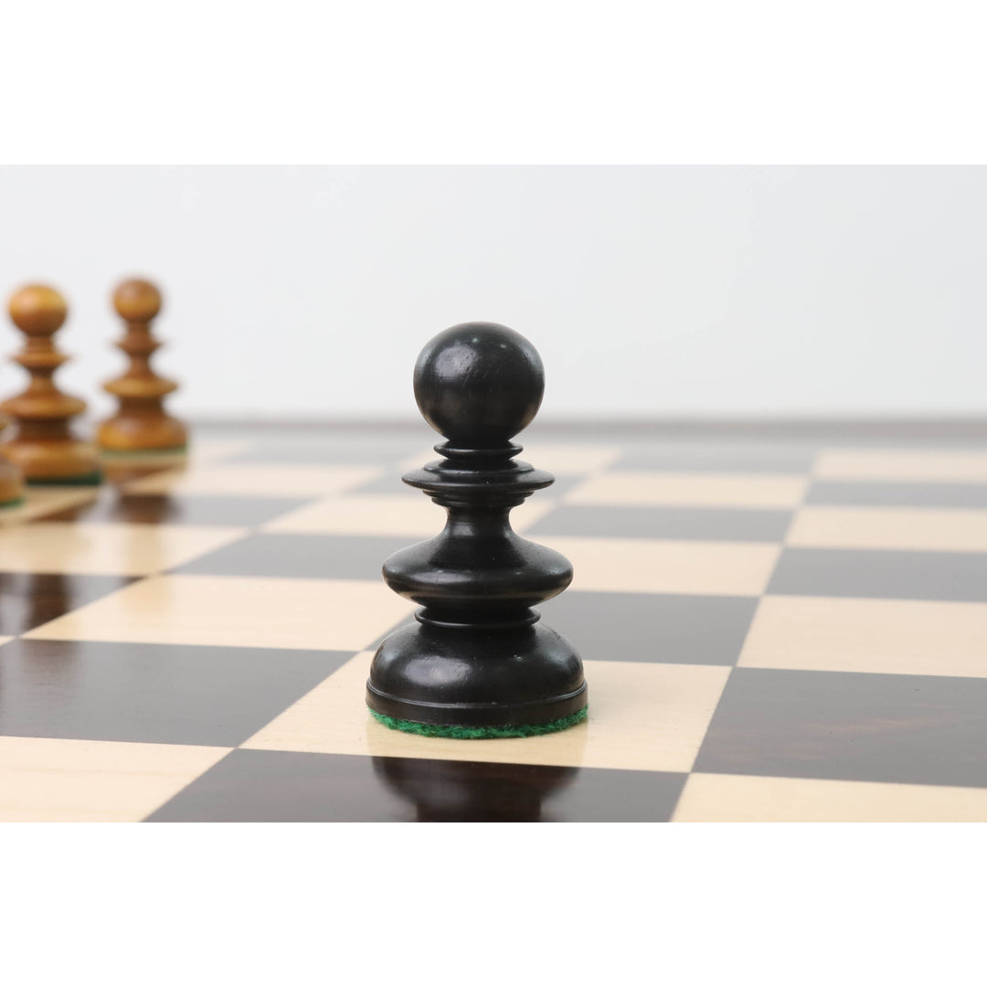 Zestaw szachów St. John Pre-Staunton Calvert 3,3” - tylko szachy - drewno hebanowe i antyk