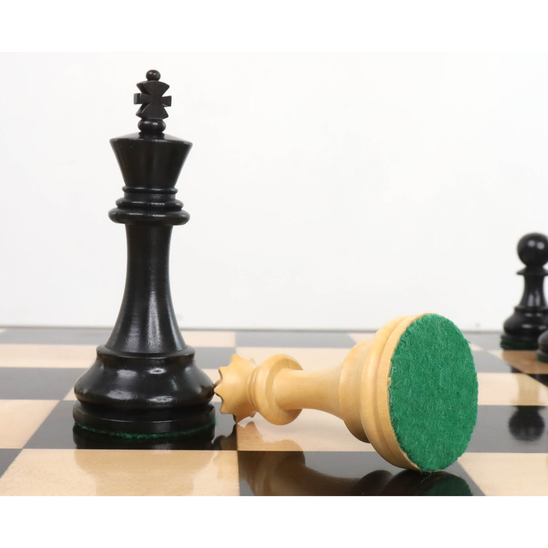4.1" Nuevo juego clásico de piezas de ajedrez de madera Staunton - madera de boj ebonizada ponderada