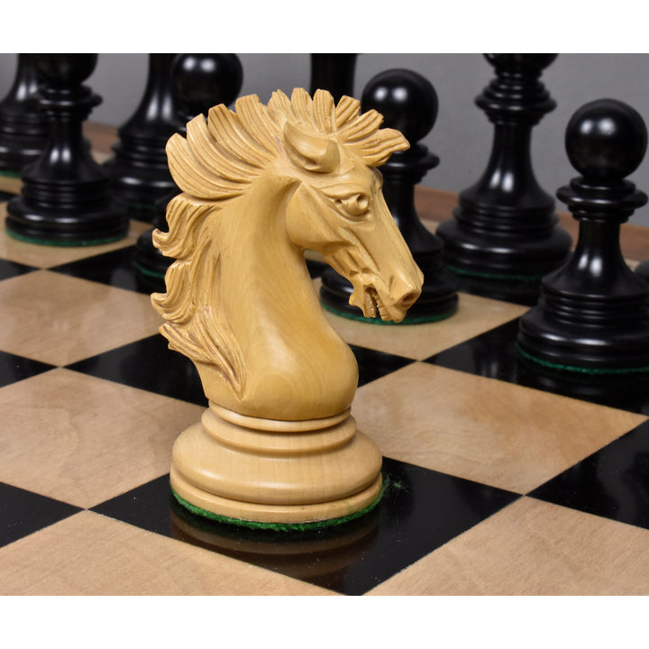 Jeu d'échecs Alexandria Luxe Staunton légèrement imparfait - Pièces d'échecs uniquement - Triple lestage - Bois d'ébène