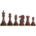 Complete set of 6.1-inch Mammoth Staunton rosewood chess pieces lined up.