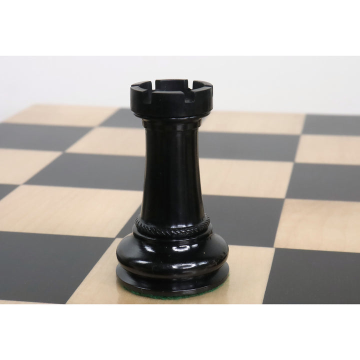 Jeu d'échecs 4.5" Imperator Luxury Combo - Pièces d'échecs et échiquier de Staunton - Bois d'ébène