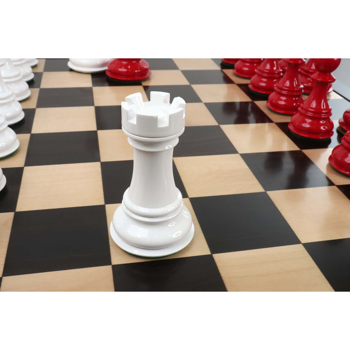 Set di scacchi di lusso Jumbo Pro Staunton da 6,3" - Solo pezzi di scacchi - Laccato rosso e bianco