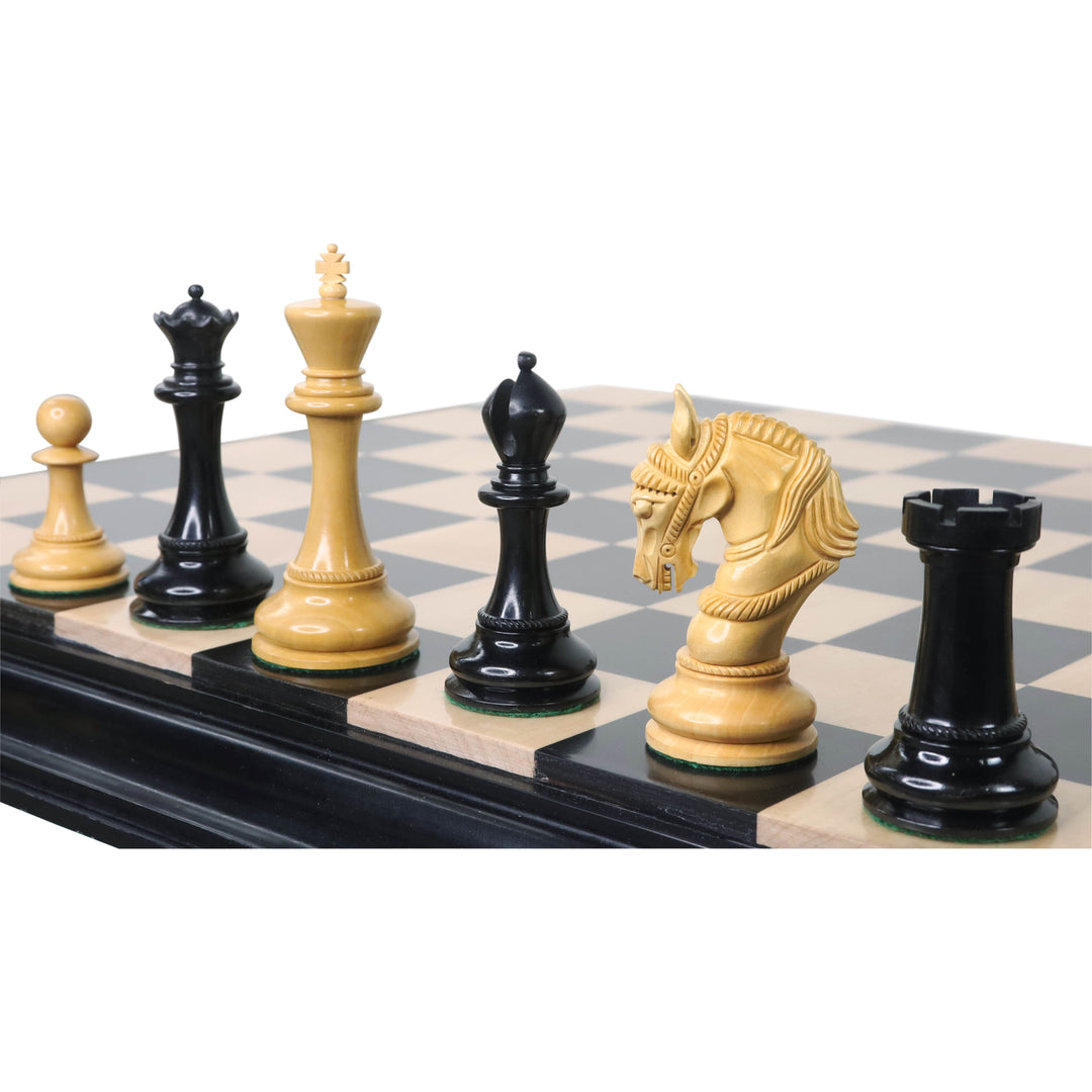 Jeu d'échecs 4.5" Imperator Luxury Staunton légèrement imparfait - Pièces d'échecs uniquement - Bois d'ébène - Poids triple