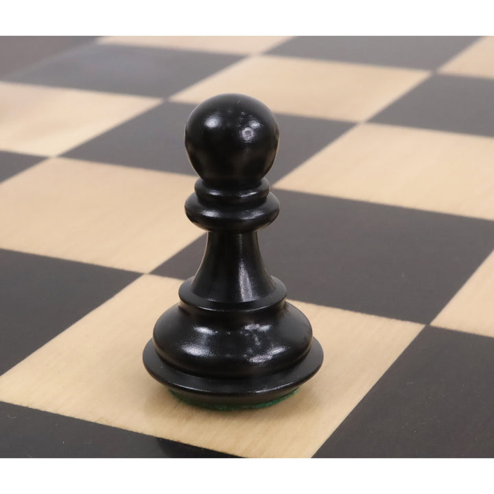 Set di scacchi di lusso da 4" a briglia sciolta Staunton - Solo pezzi di scacchi - Legno d'ebano e legno di bosso